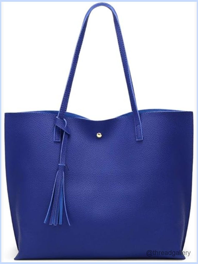 Large Faux Leather Tote Shoulder Bag Tassel Satchel Work Travel